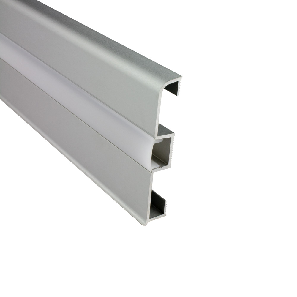 C02 LED Aluprofil Silber Sockelleiste 2m milky