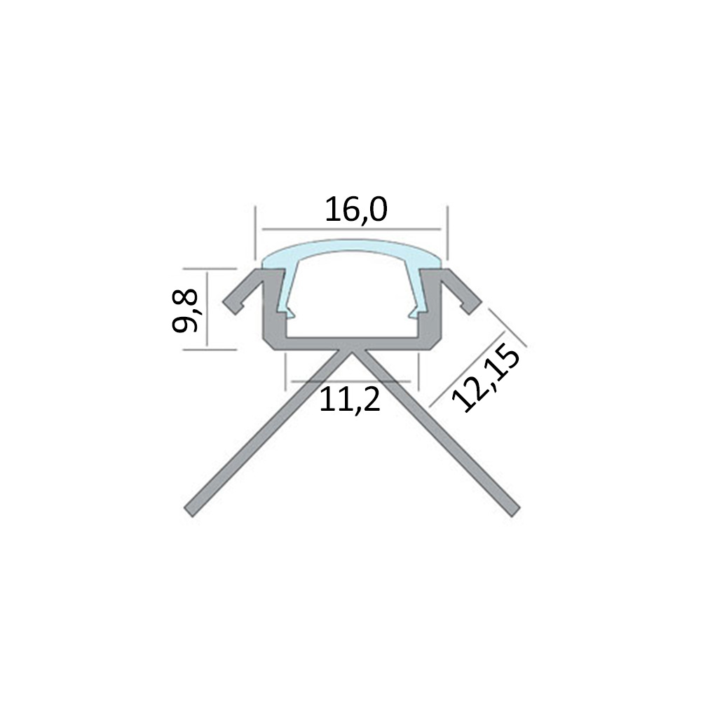 C-T77 LED Alu Fliesenprofil Ecke aussen 12mm silber