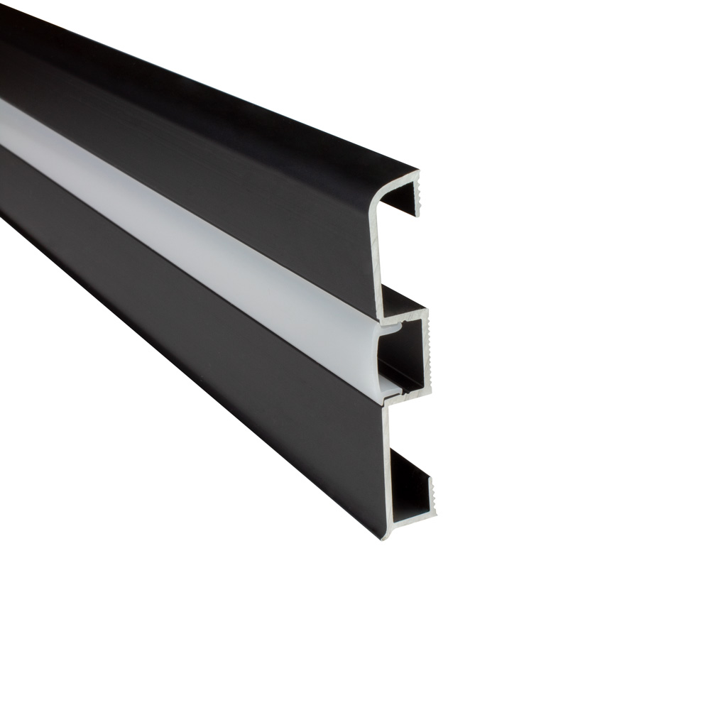 B-Ware - C02 LED Aluprofil Schwarz Sockelleiste 2m milky