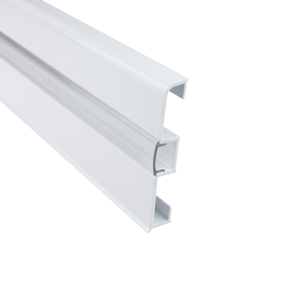 C02 LED Aluprofil Weiss Sockelleiste 1m klar C02 LED Aluprofil Weiss Sockelleiste 1m klar