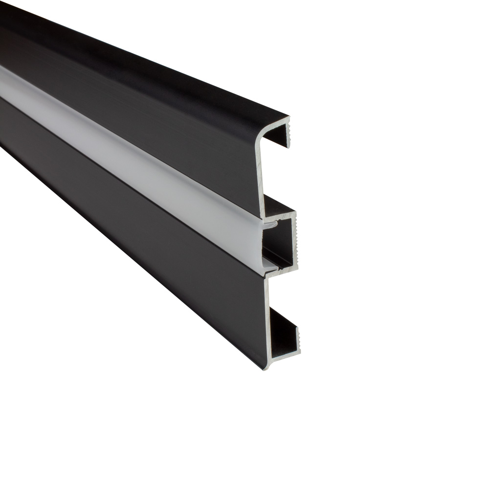B-Ware - C02 LED Aluprofil Schwarz Sockelleiste 2m opal