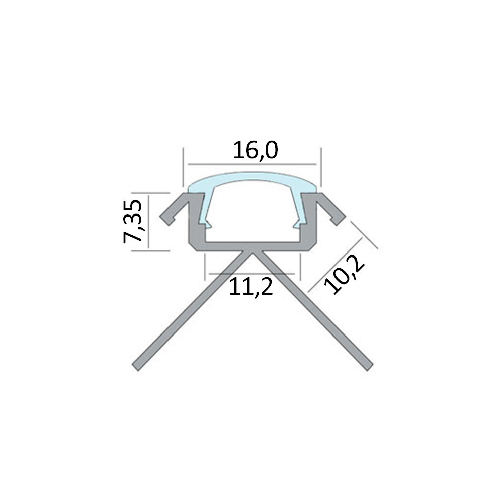 C-T77 LED Alu Fliesenprofil Ecke aussen 12mm silber 1m klar