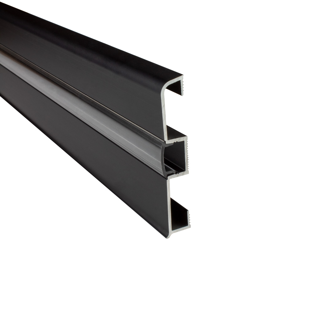 C02 LED Aluprofil Schwarz Sockelleiste 2m klar