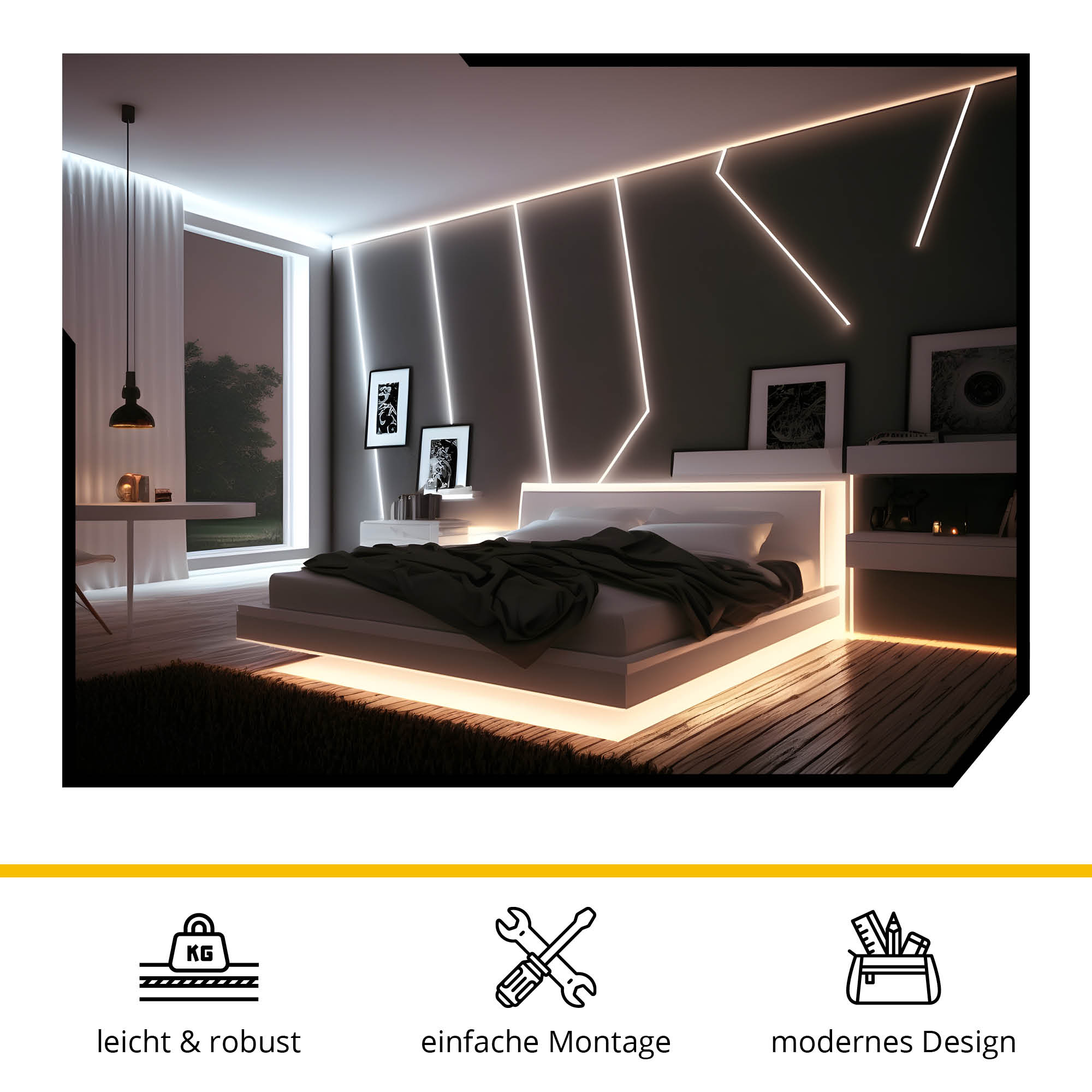 A25 LED Aluprofil Weiss 2x Endkappen Einbauprofil