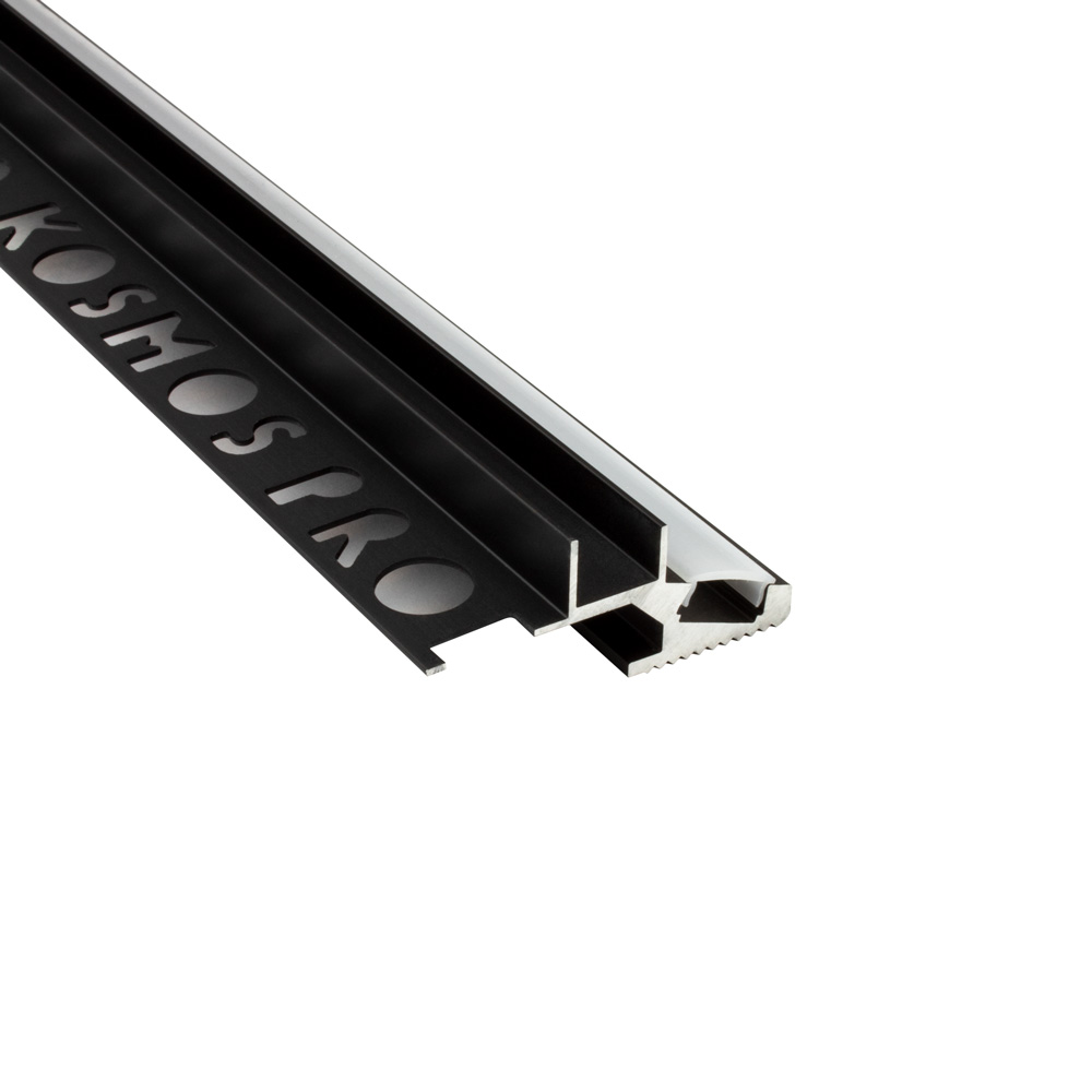 T-40 20° LED Alu Fliesenprofil Treppenprofil Stufen 10mm schwarz
